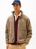 Μπεζ Teddy Fleece Τζάκετ Με Φερμουάρ  Άνδρες