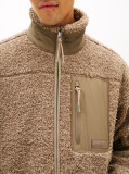 Μπεζ Teddy Fleece Τζάκετ Με Φερμουάρ  Άνδρες