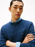 Blue Wool Blend Donegal Knit Jumper  Men