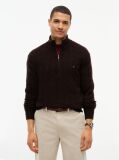 Brown Pure Lambswool Cable Knit Quarter-Zip Jumper  Men
