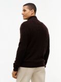 Brown Pure Lambswool Cable Knit Quarter-Zip Jumper  Men