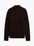 Brown Pure Lambswool Cable Knit Quarter-Zip Jumper  Men
