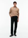 Brown Pure Lambswool Cable Knit Quarter-Zip Jumper  Men