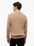 Brown Pure Lambswool Cable Knit Quarter-Zip Jumper  Men