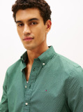 Green Flex Poplin Regular Micro Print Shirt  Men