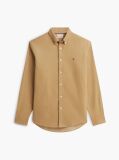 Beige Regular Fit Flag Embroidery Corduroy Shirt  Men