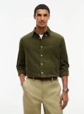 Green Regular Fit Flag Embroidery Corduroy Shirt  Men