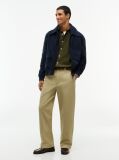 Green Regular Fit Flag Embroidery Corduroy Shirt  Men