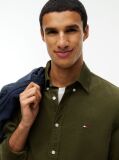 Green Regular Fit Flag Embroidery Corduroy Shirt  Men