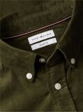 Green Regular Fit Flag Embroidery Corduroy Shirt  Men