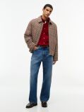 Red Regular Fit Flag Embroidery Corduroy Shirt  Men