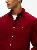 Red Regular Fit Flag Embroidery Corduroy Shirt  Men