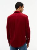 Red Regular Fit Flag Embroidery Corduroy Shirt  Men
