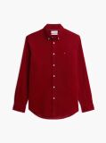 Red Regular Fit Flag Embroidery Corduroy Shirt  Men
