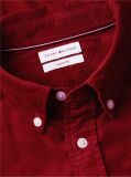 Red Regular Fit Flag Embroidery Corduroy Shirt  Men