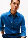 Denim Regular Fit Flag Embroidery Denim Shirt  Men