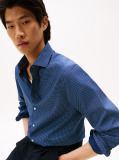 Blue Solid Print Slim Shirt  Men