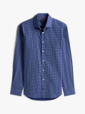 Blue Solid Print Slim Shirt  Men