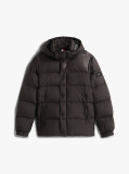 Black Water Repellent Down Hooded Puffer Jacket  Men
