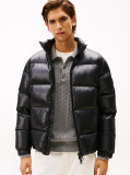 Black Shiny Water Repellent Down Puffer Jacket  Men