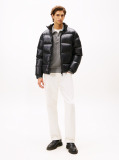 Black Shiny Water Repellent Down Puffer Jacket  Men
