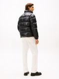 Black Shiny Water Repellent Down Puffer Jacket  Men