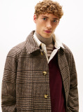 Multi Relaxed Wool Blend Check Coat  Men