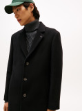 Black Smart Casual Wool Blend Single Breasted Coat  Men