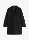 Black Smart Casual Wool Blend Single Breasted Coat  Men