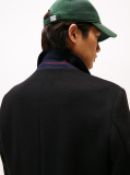 Black Smart Casual Wool Blend Single Breasted Coat  Men