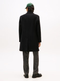 Black Smart Casual Wool Blend Single Breasted Coat  Men