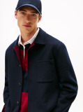 Μπλε Smart Casual Μάλλινο Τζάκετ Σε Στιλ Πουκάμισο  Άνδρες