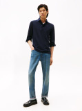 Μπλε Smart Casual Μακρυμάνικη Μπλούζα Πόλο Σε Slim Γραμμή  Άνδρες