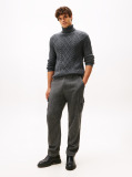 Grey Smart Casual Cable Knit Jumper With Cashmere  Men