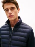 Blue Mixed Texture Quilted Zip-Thru Sweatshirt  Men