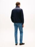 Blue Mixed Texture Quilted Zip-Thru Sweatshirt  Men