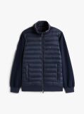 Blue Mixed Texture Quilted Zip-Thru Sweatshirt  Men
