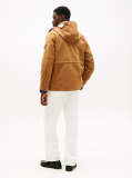 Brown Water Resistant Hooded Utility Jacket  Men