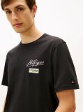 Black Textured Logo Crew Neck T-Shirt  Men