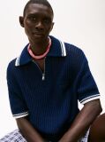 Blue The Runway Collection Regular Mesh Polo Shirt  Men