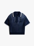 Blue The Runway Collection Regular Mesh Polo Shirt  Men