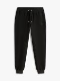Black Logo Embroidery Cuffed Leg Joggers  Men