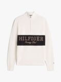 Beige Relaxed Quarter-Zip Mock Neck Jumper  Men