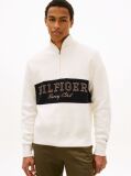 Beige Relaxed Quarter-Zip Mock Neck Jumper  Men