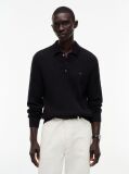 Black Cable Knit Polo Jumper  Men