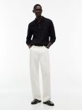 Black Cable Knit Polo Jumper  Men
