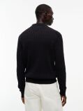 Black Cable Knit Polo Jumper  Men