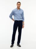Blue Cable Knit Polo Jumper  Men