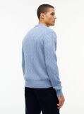 Blue Cable Knit Polo Jumper  Men
