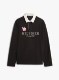 Black Logo Appliqué Relaxed Rugby Polo Shirt  Men